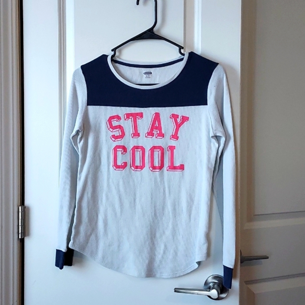Unbranded long sleeve pj top blue white pink Stay Cool xxl
